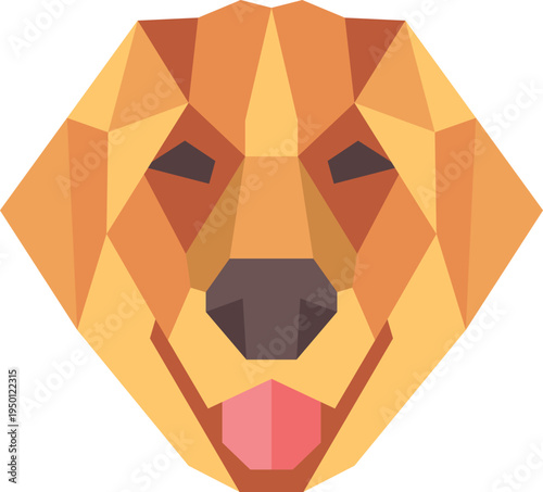 Golden retriever dog face polygonal graphic illustration