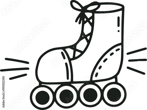 Retro roller skate drawing showing speed and movement