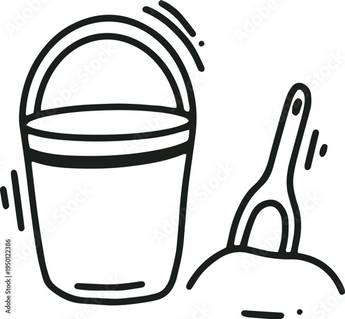 Sand bucket and shovel for beach playing