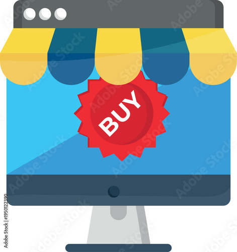 Buy button displayed prominently on a computer screen, inviting users to make a purchase.