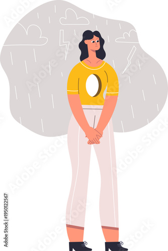 Woman experiencing sadness and mental health crisis