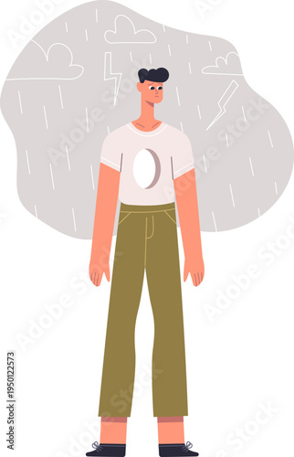 Young man experiencing stress, feeling upset with problems