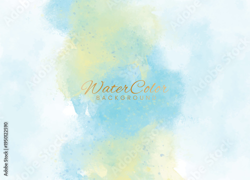 Blurry watercolor background with gold text overlay