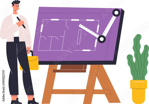 Architect designing residential floor plan concept