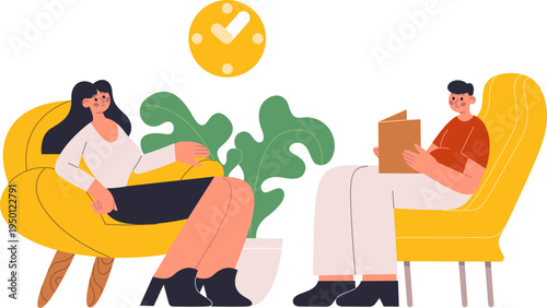 People waiting or having a therapy session