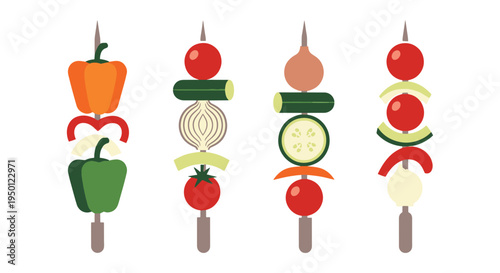Veggie Skewers Line art vector soft minimal abstract illustration