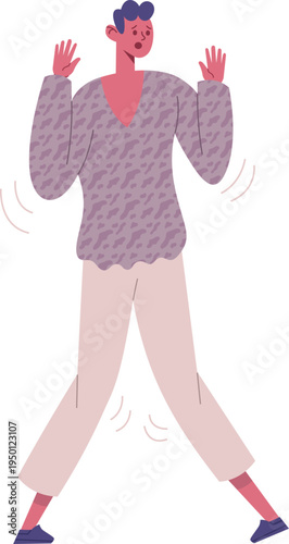 Young man experiencing fear, panic, and stress reaction