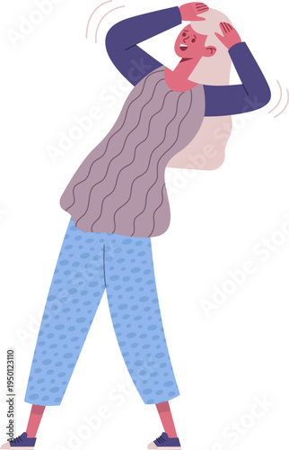 Woman experiencing stress or confusion with hands on head