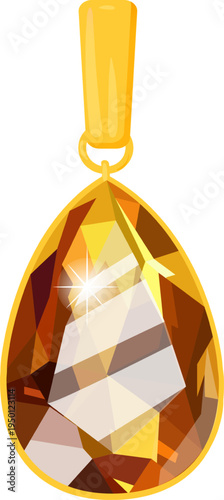 Golden pear cut brown gemstone pendant sparkling