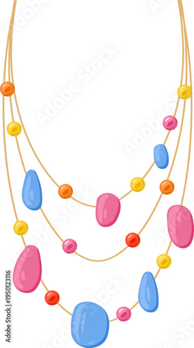 Colorful beaded necklace with multiple strands