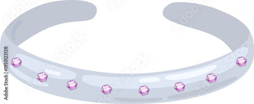 Silver open cuff bracelet with sparkling pink gemstones