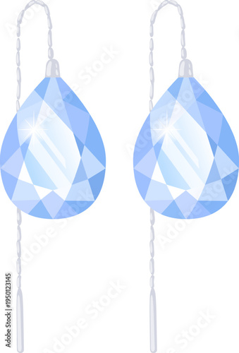 Sparkling blue teardrop gem earrings hanging