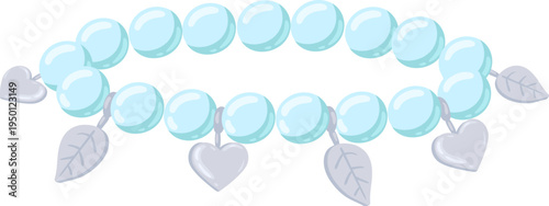 Beaded bracelet featuring light blue spheres and silver charms