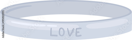 Silver bracelet displaying love word inscription