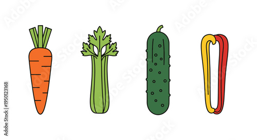 Veggie Stick Line art vector colorful digital abstract