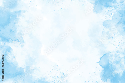 Watercolor sky background with soft blue clouds