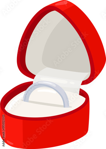 Engagement ring in red heart shaped box