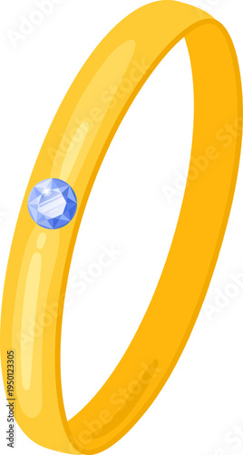 Golden ring with blue gem symbolizing engagement and love