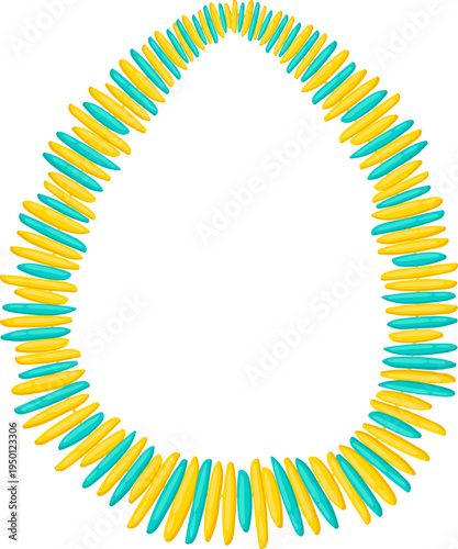Egg shape border forming a bright yellow teal frame