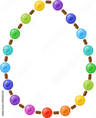 Colorful beaded garland forming an oval border