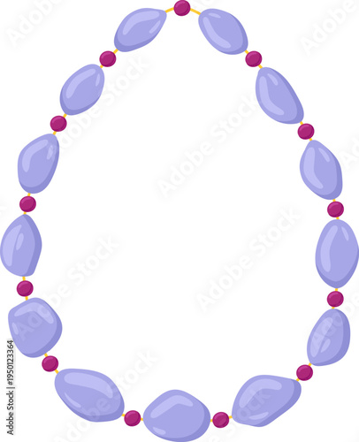 Bead necklace forming an oval shape