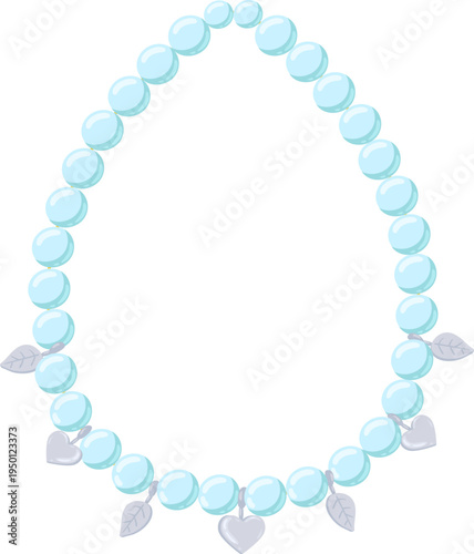 Beaded necklace decorating with heart leaf charms