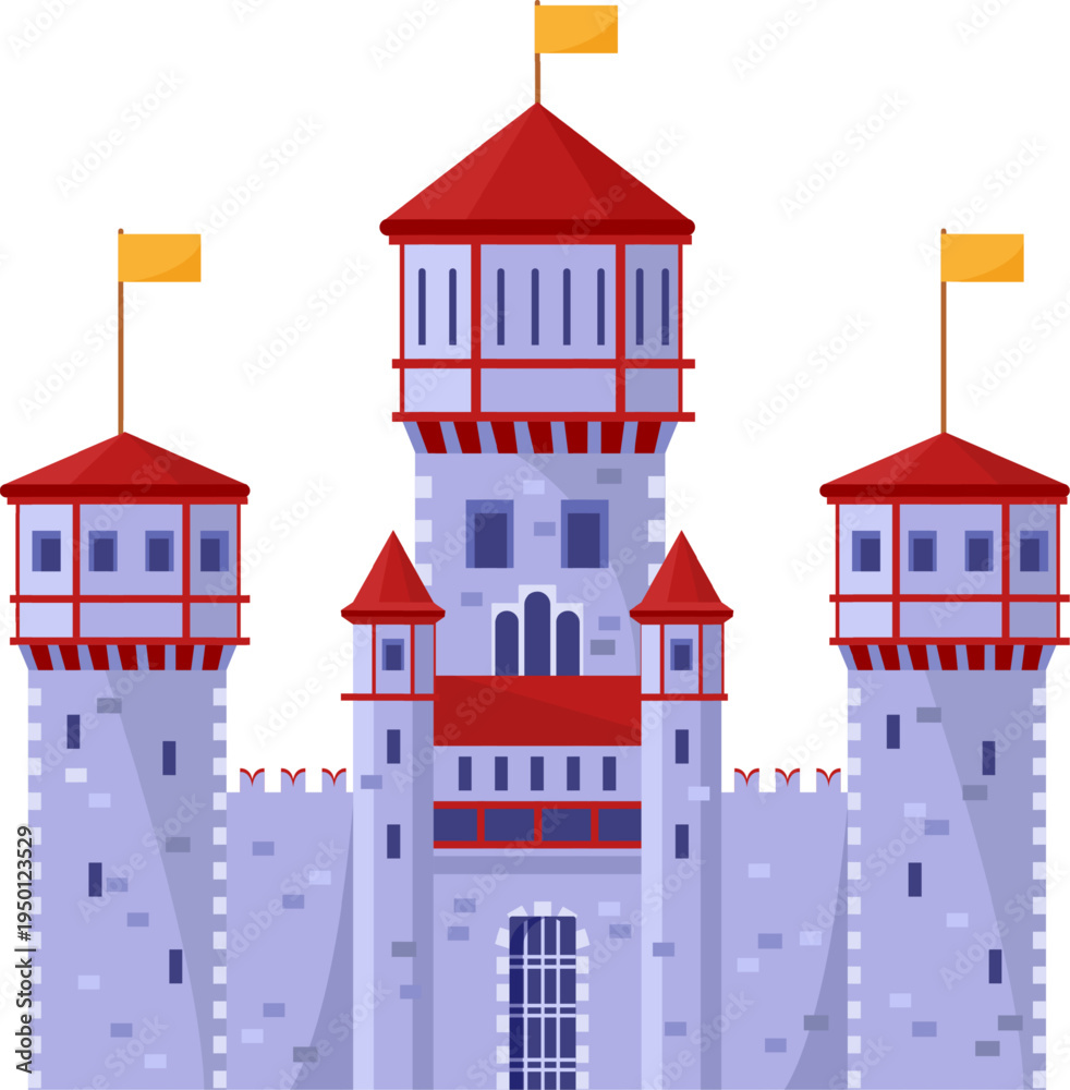 Naklejka premium Medieval castle architecture representing protection and fairytales