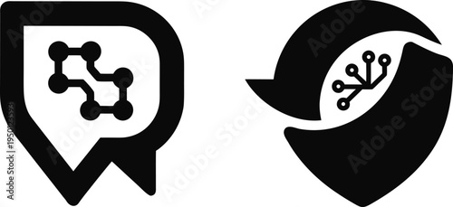 AI Chat and Digital Tech Location Pin Icon