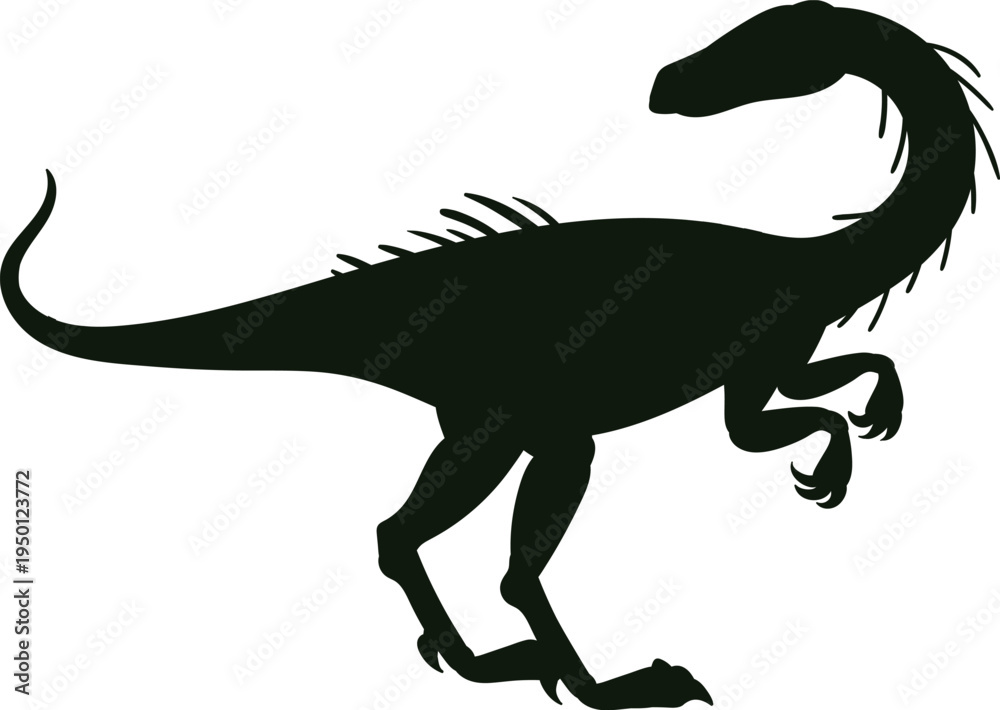 Fototapeta premium Predatory dinosaur silhouette running action vector