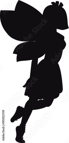 Flying fairy silhouette dreaming magic and fantasy