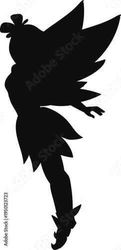 Fantasy pixie flying silhouette representing magic and imagination