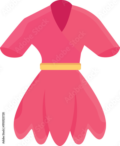 A stylish pink dress adorned with a bright yellow belt, highlighting a cheerful and fashionable look.