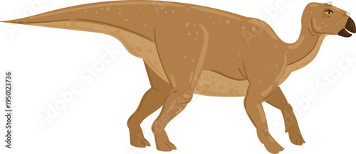 Iguanodon dinosaur walking on white background illustration