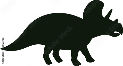 Triceratops dinosaur silhouette walking creating prehistoric concept