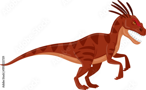 Angry cartoon dinosaur walking prehistoric predator illustration