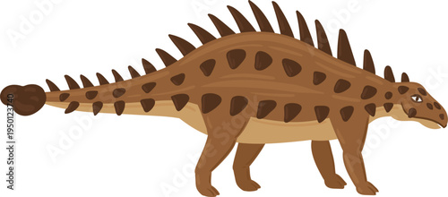 Ankylosaurus armored dinosaur walking prehistoric animal illustration