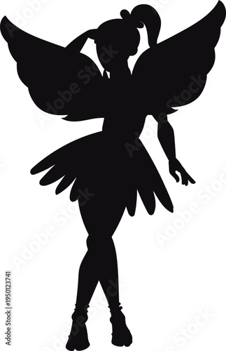 Fairy silhouette with wings symbolizing fantasy and magic