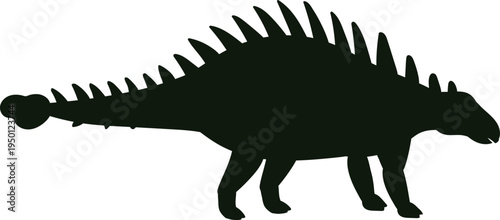 Ankylosaur like dinosaur silhouette on white background