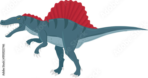 Spinosaurus dinosaur standing with open mouth vector illustration