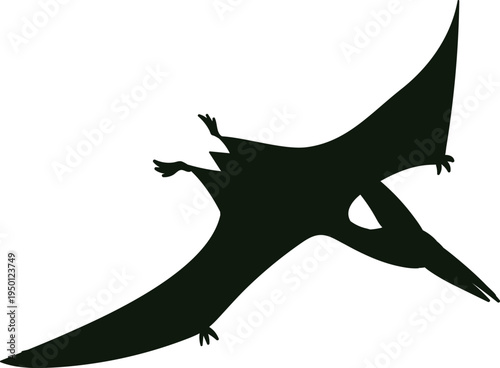 Pterodactyl flying silhouette illustration prehistoric animal concept