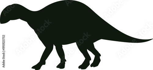 Dinosaur Iguanodon silhouette walking vector illustration
