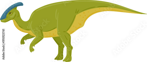 Parasaurolophus dinosaur illustration standing in prehistoric era