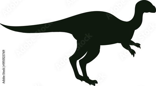 Dinosaur silhouette standing on white background