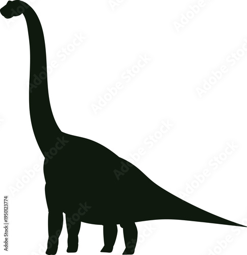 Long neck dinosaur black silhouette illustration