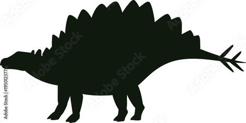 Stegosaurus dinosaur silhouette profile on white background