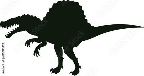 Spinosaurus dinosaur roaring prehistoric animal silhouette