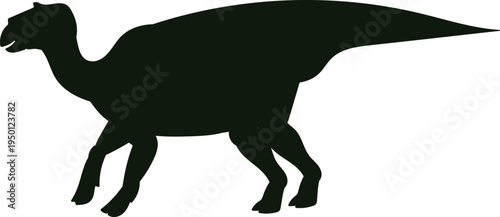 Dinosaur Iguanodon silhouette walking prehistoric animal concept