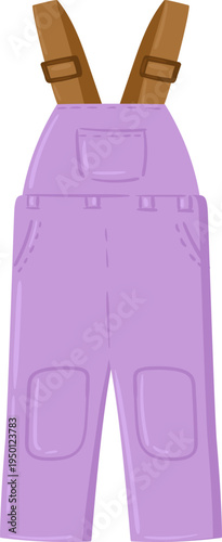 Purple overalls with straps and front pocket