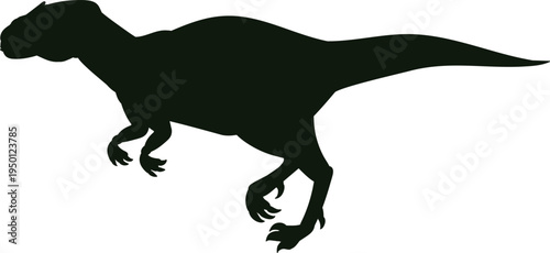 Dinosaur silhouette in a dynamic running or attacking pose
