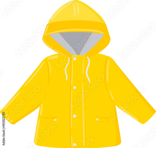 Yellow raincoat providing protection from autumn rain
